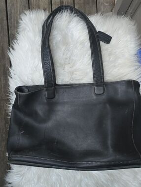 Vintage Coach 1992 Black Leather Satchel Tote USA Rehab Bag